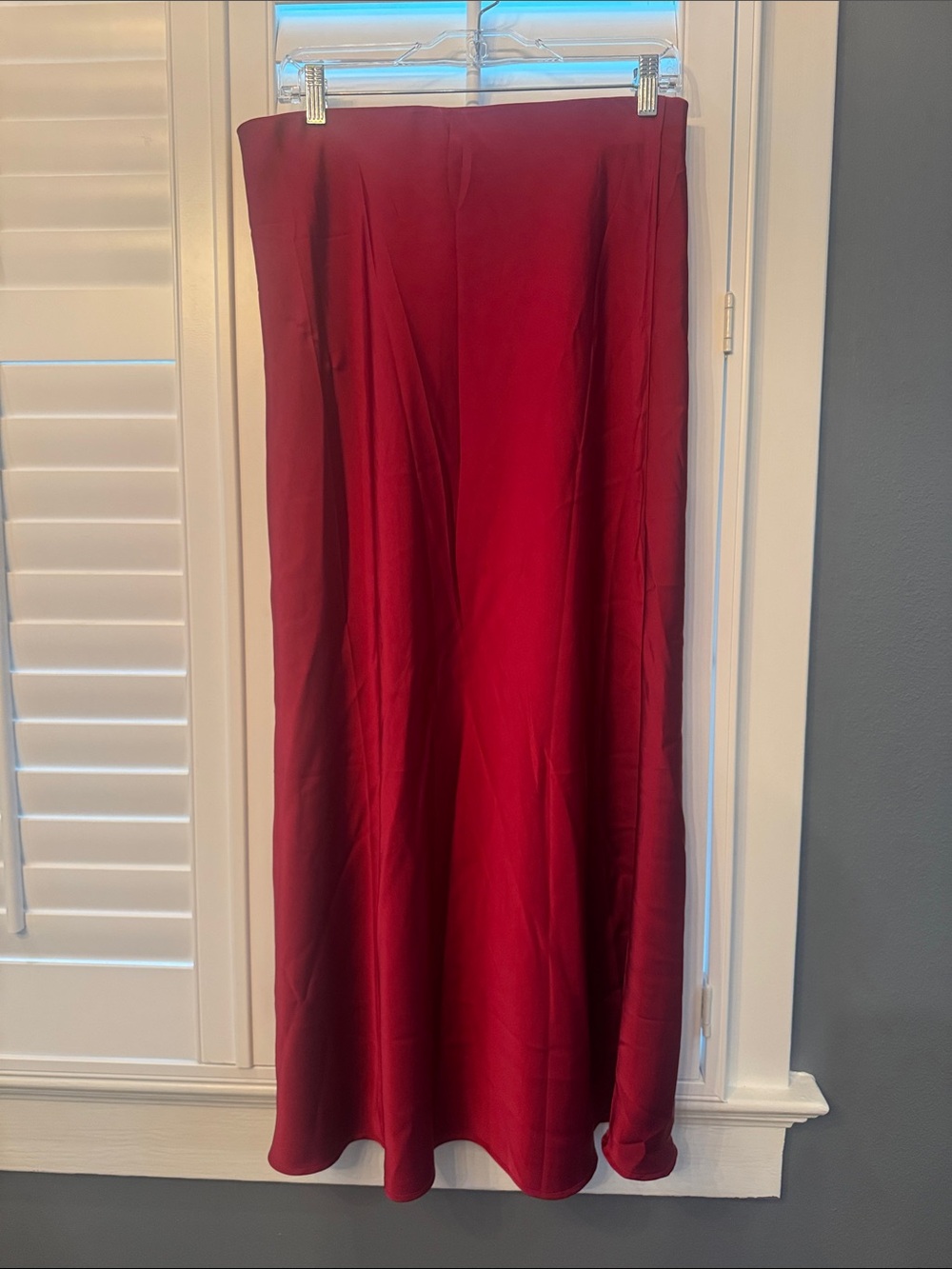Red Satin Maxi Skirt - Women